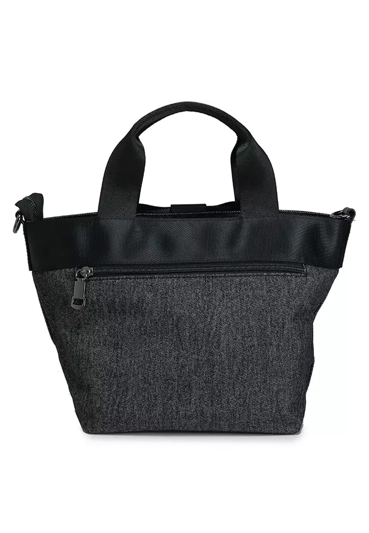 Denim Fabric Convertible Top Handle Bag