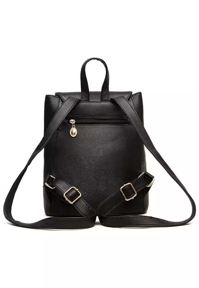 Cellyn Tas Ransel Wanita Japan Style Big Compartment Material Kulit Leather ORIGINAL - Black