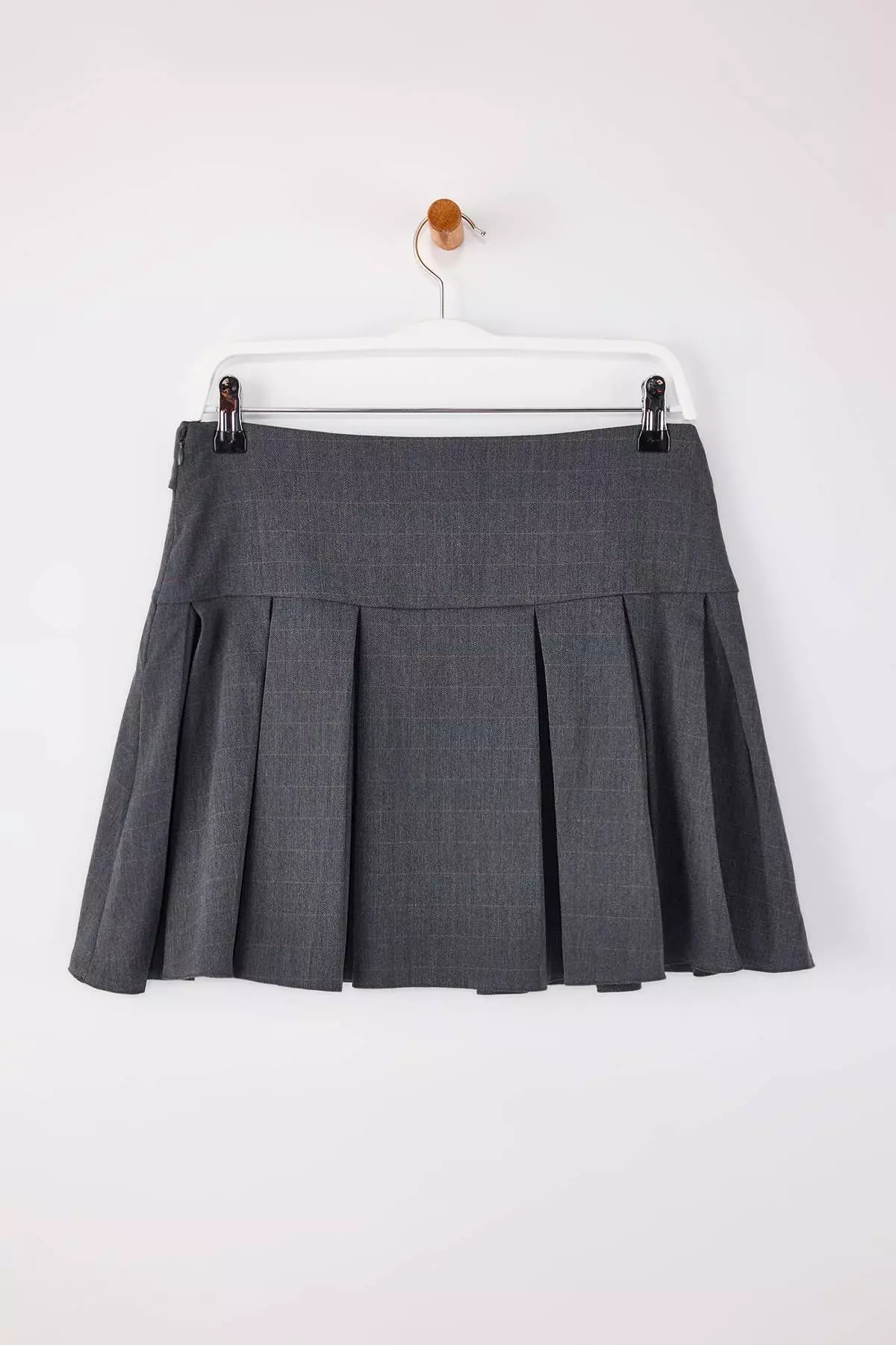 Exclusive Special Collection Navy Blue Plaid Waist Detailed Pleated Short Skirt Twoaw26Et134