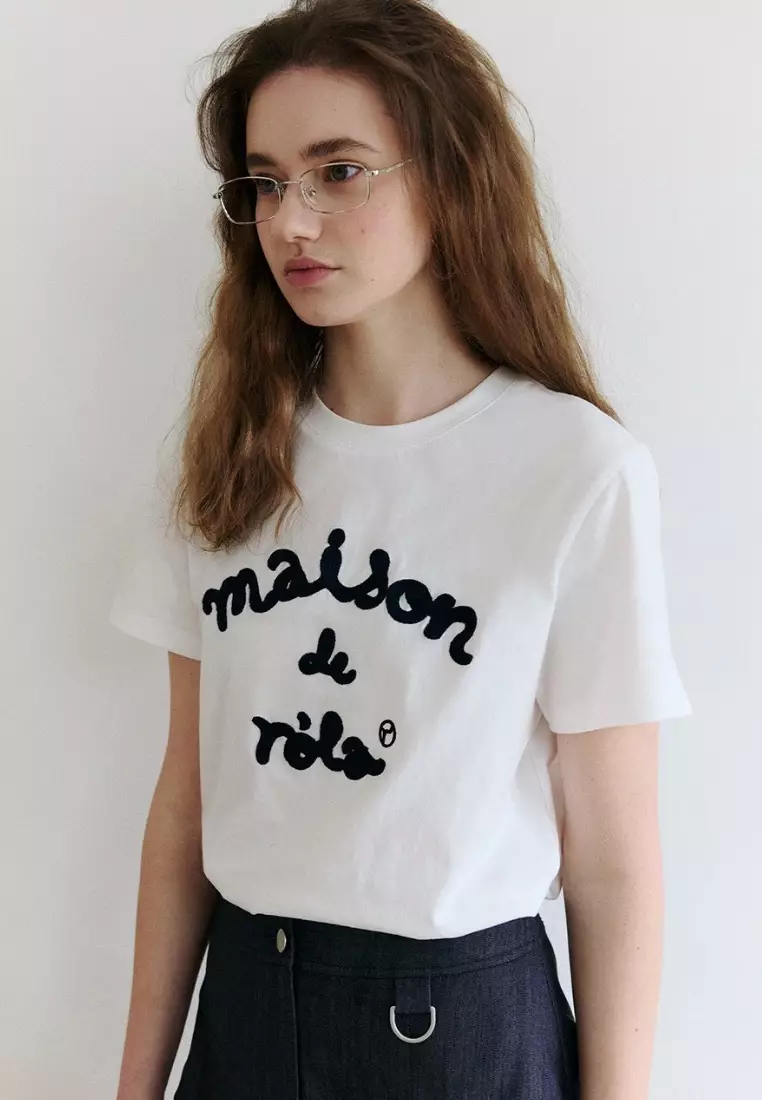 Maison De Rola Embroidery T-Shirt White Navy