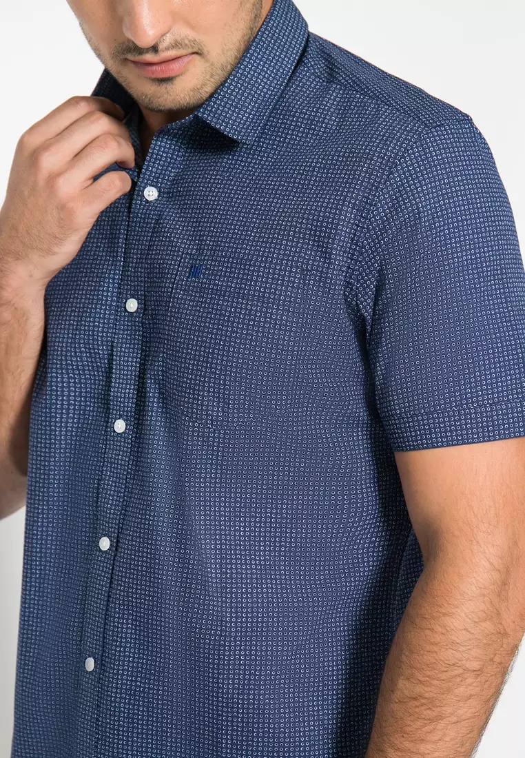 Johnwin - Kemeja Formal - Kemeja Lengan Pendek - Kemeja Pria - Navy - FSH.650.K393.819.C S/S