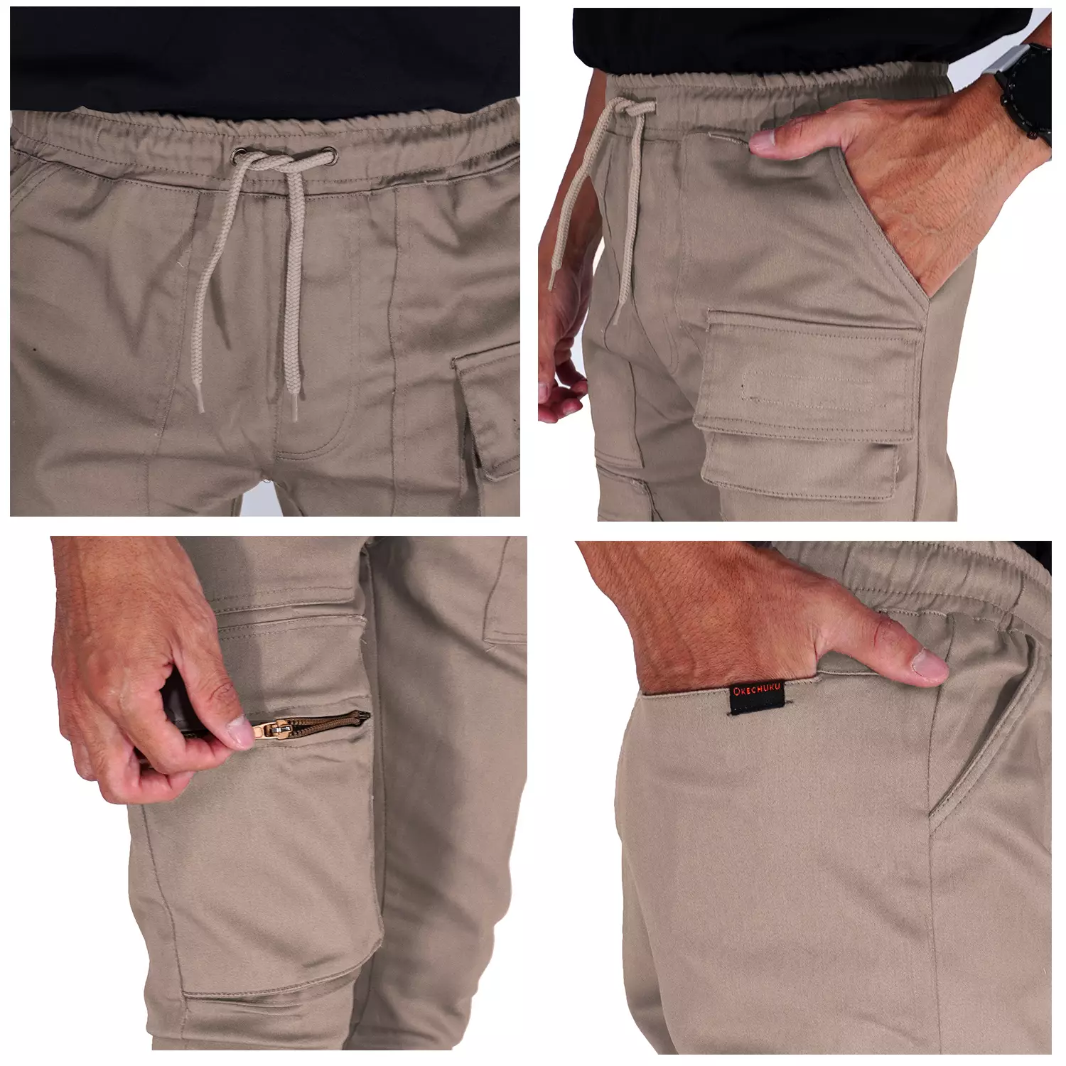 OKECHUKU Jose Celana Chino Pria Celana Panjang Pria Skinny Cargo Pria