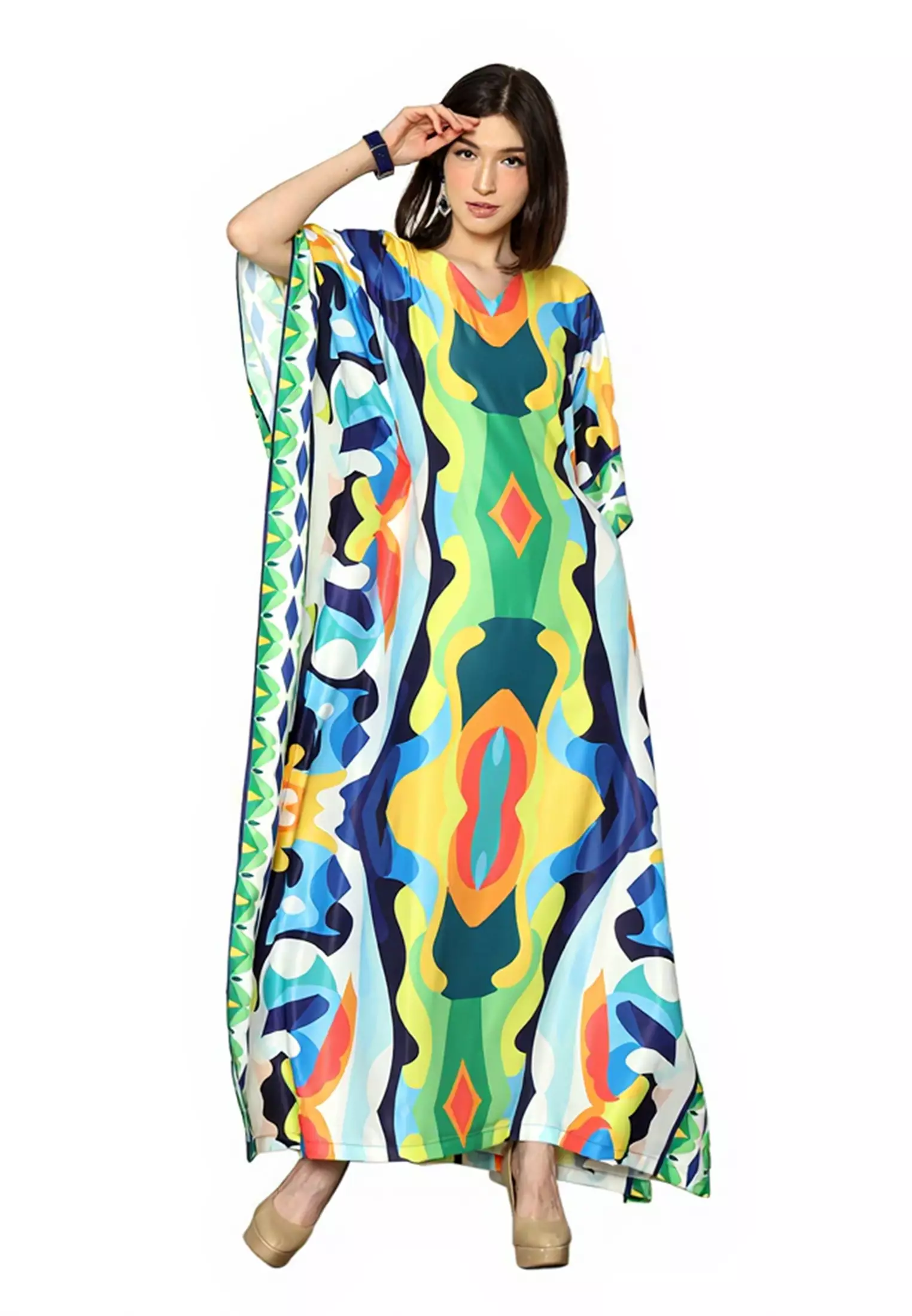 Kanzi Collection Short Sleeve Modern Abstact Kaftan