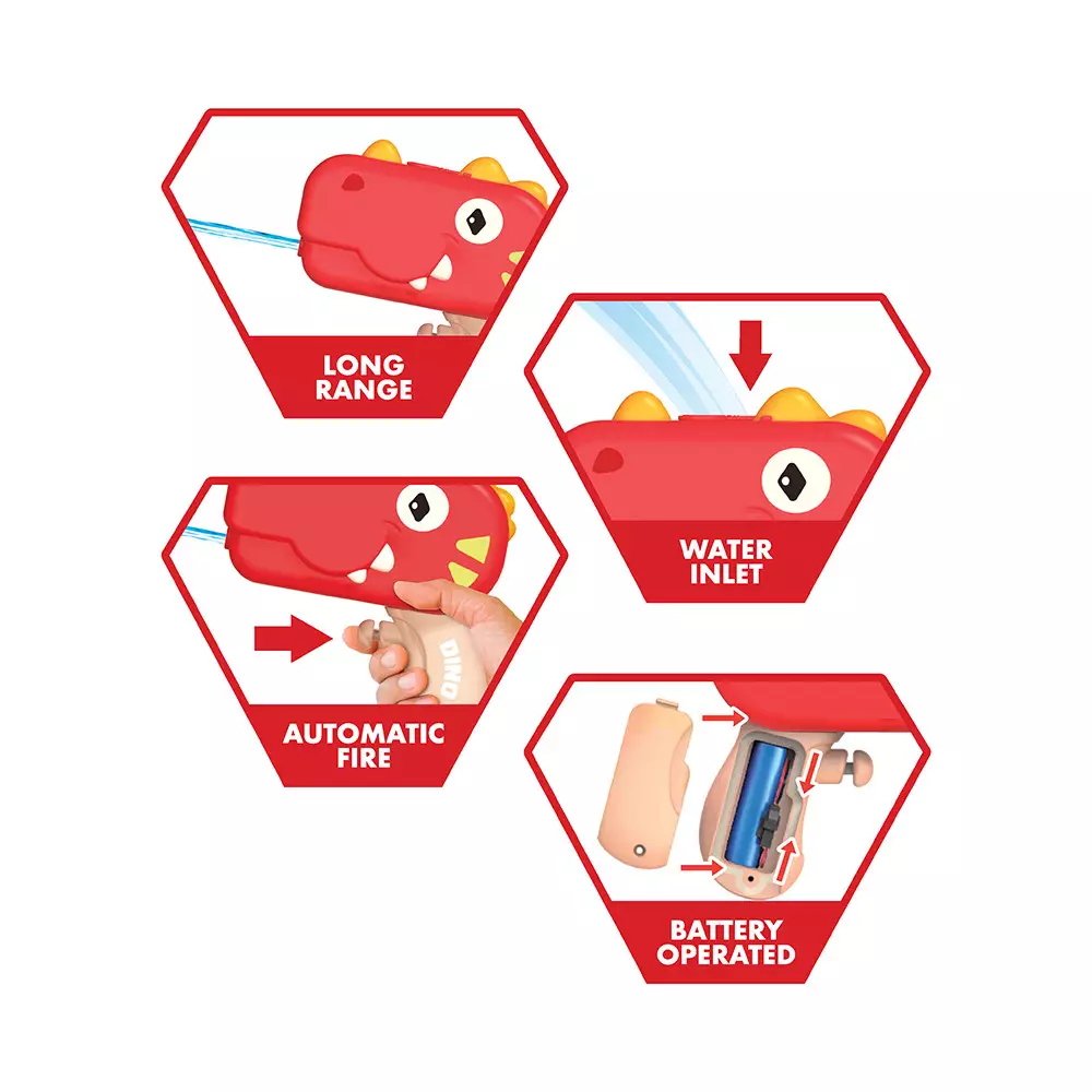 PASO ELECTRIC WATER GUN DINOSAUR - MERAH