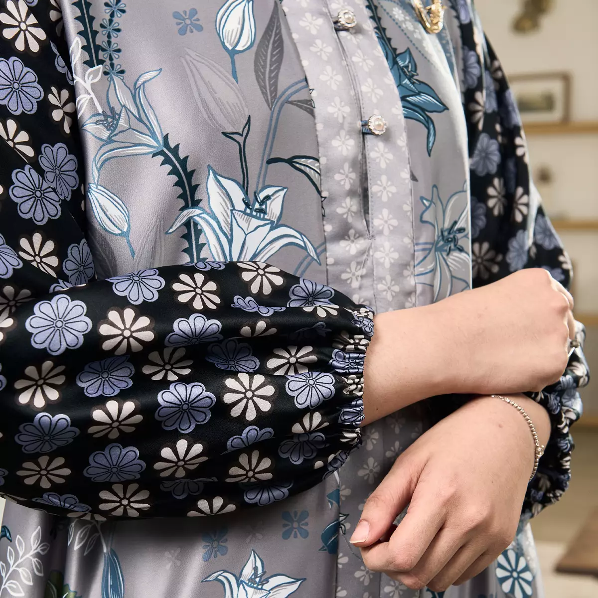 [New Collection] ZM Zaskia Mecca - Riolet Grey Black Gamis Wanita | Primadona Series | Edisi Lilya Raya