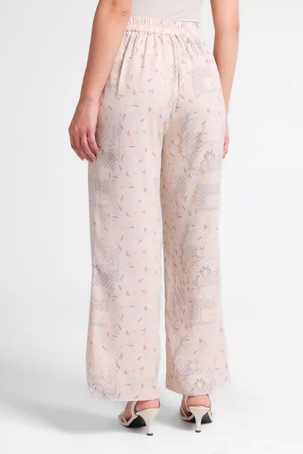 MINIMAL - Leanna - Celana Lurus Motif Floral - Pink