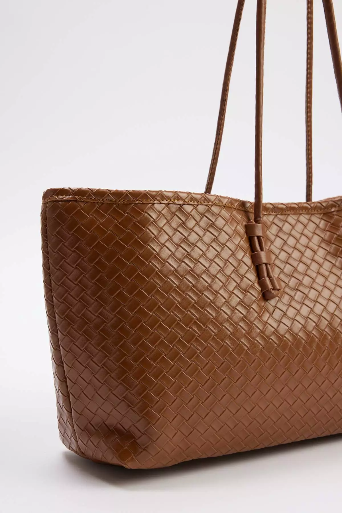 Tile Brown Knitted Detailed Women'S Midi Shoulder Bag Takss26Oc00025