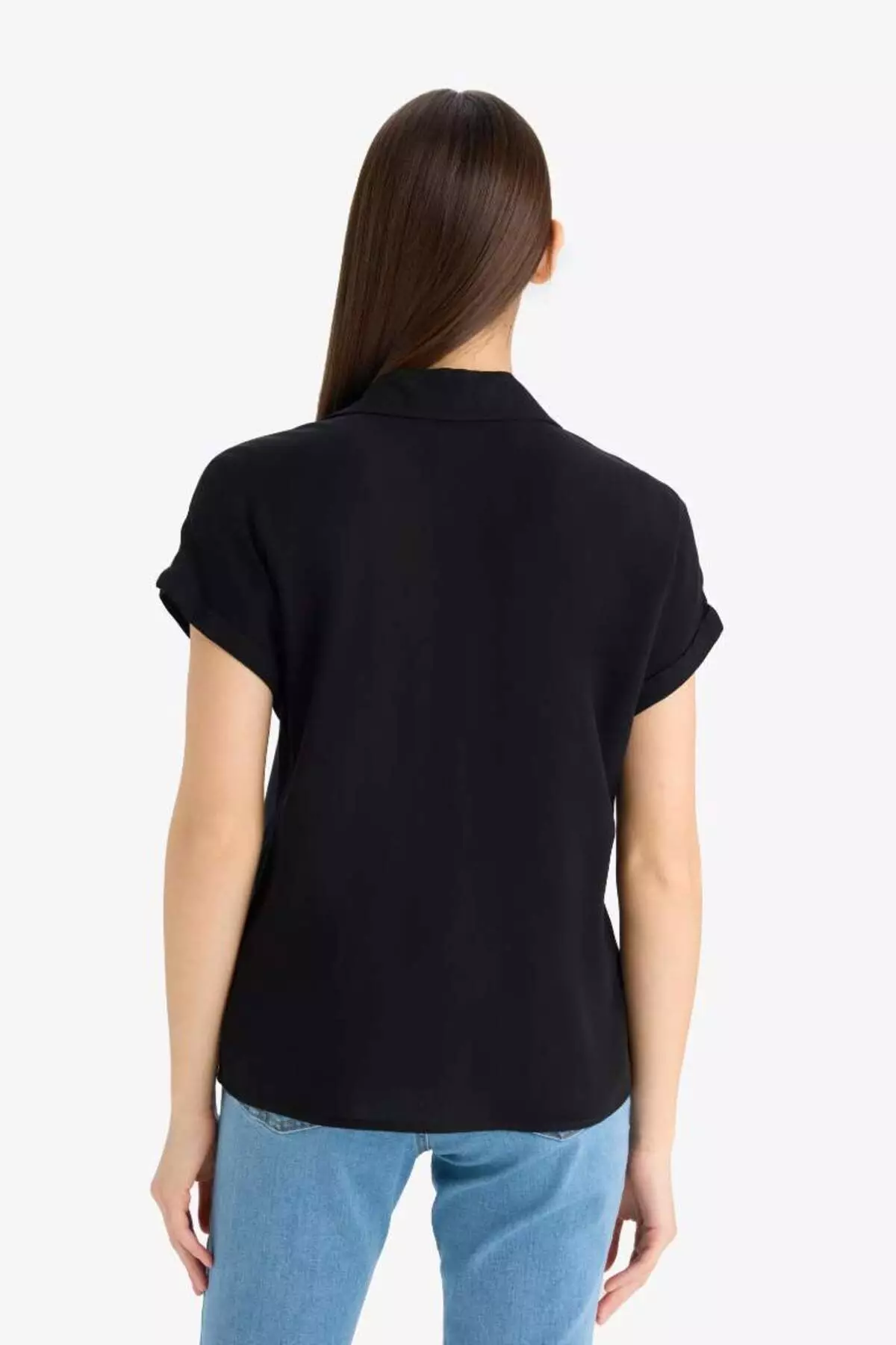 Regular Fit Basic Plain Viscose Short Sleeve Shirt N7819Az25Sp