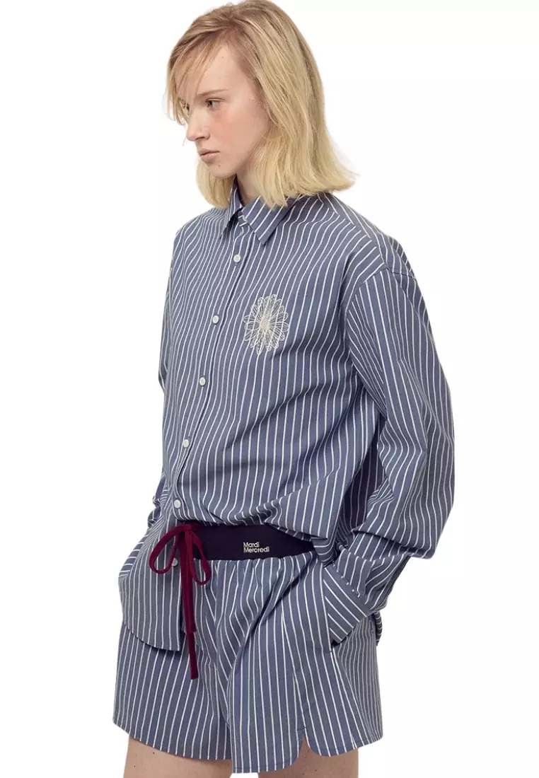 Cotton Shirt Stripe - Navy Ivory
