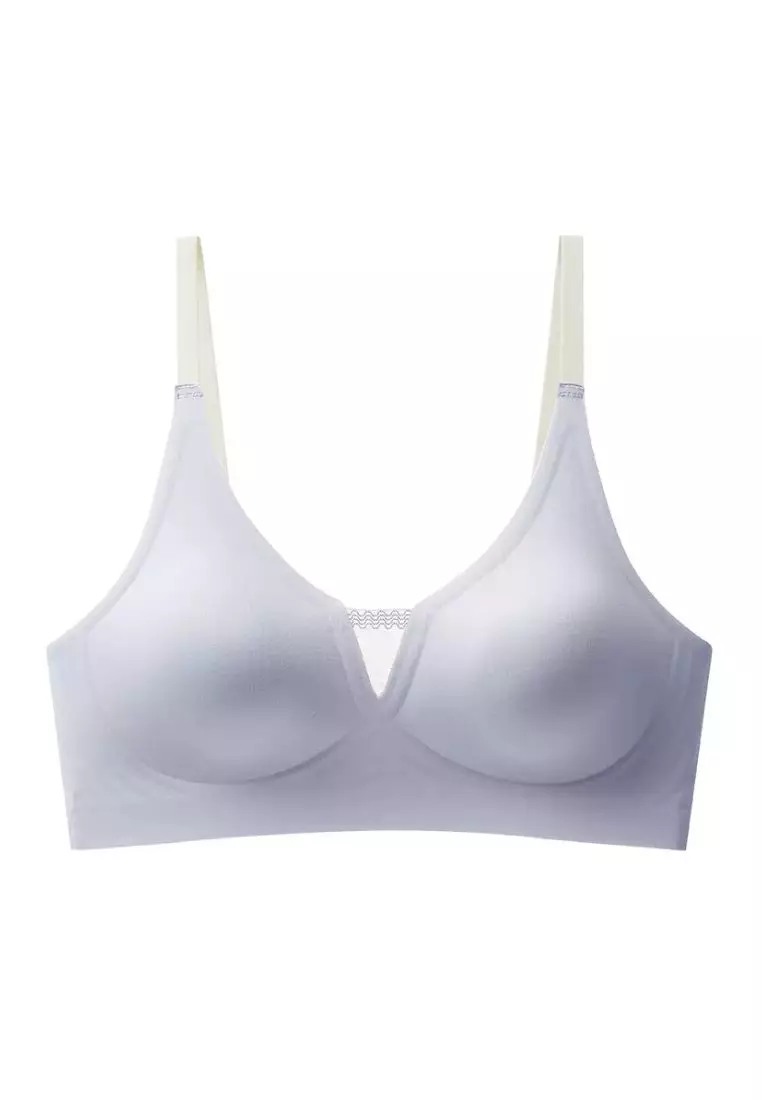 Premium Angela Seamless Wireless Paded Push Up Bra in Blue