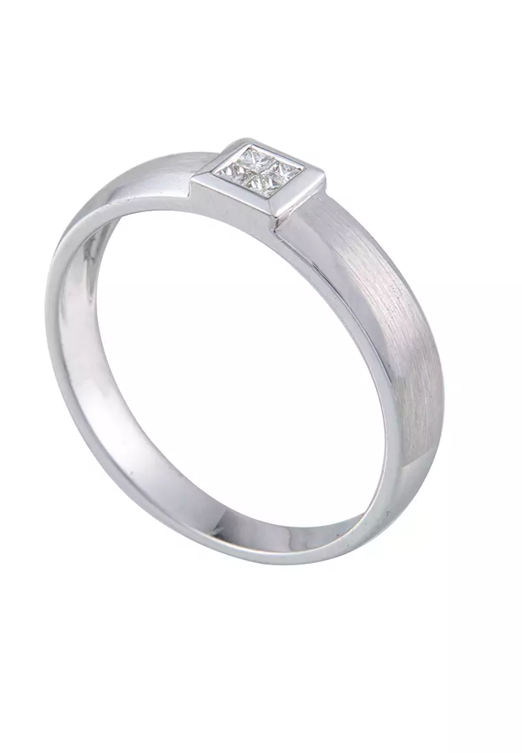 LITZ 18K White Gold Diamond Men Ring YF YR7710