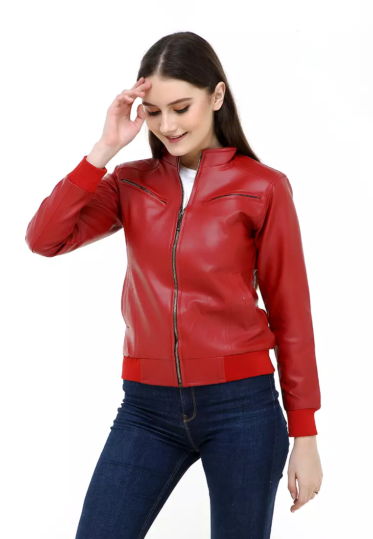 Hardwin Jaket Wanita Casual Longsleeve Outer Material Leather Kulit ORIGINAL