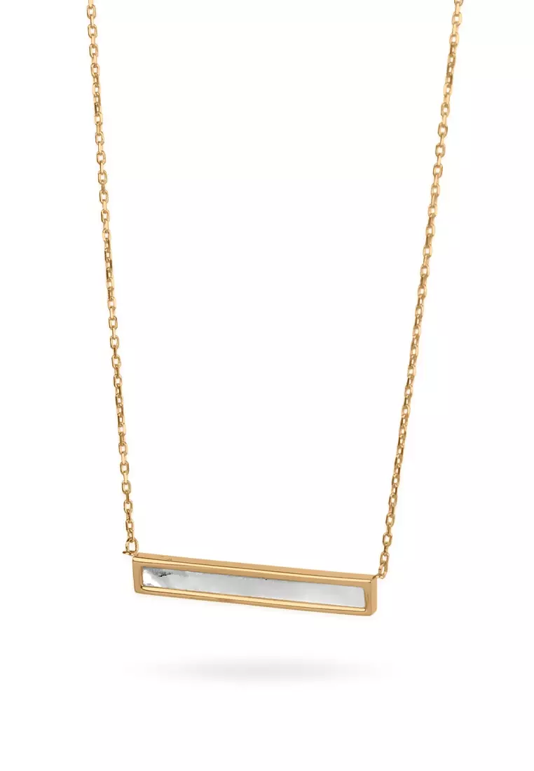 Mother of Pearl Bar Necklace 14k Gold
