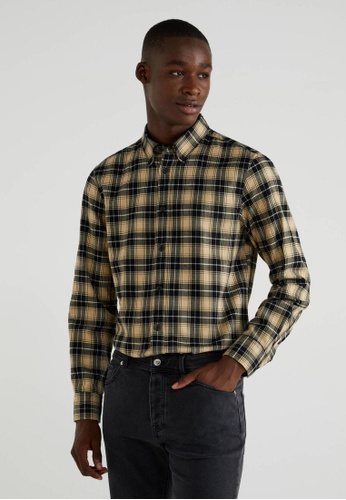 United Colors of Benetton brown Slim Fit Checked Shirt 2C9CAAA420A307GS_1