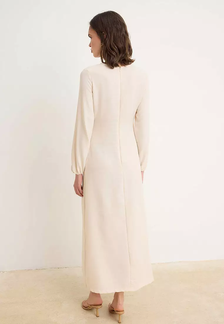 Ecru Linen Look Woven Dress Tctss25Eb00129