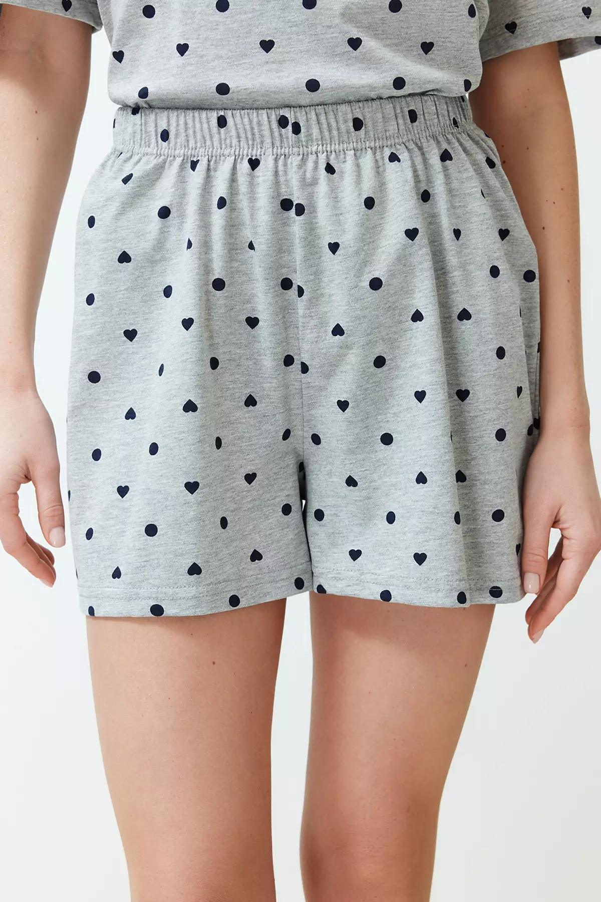 Hearts with Polka Dots Print Pyjamas Set