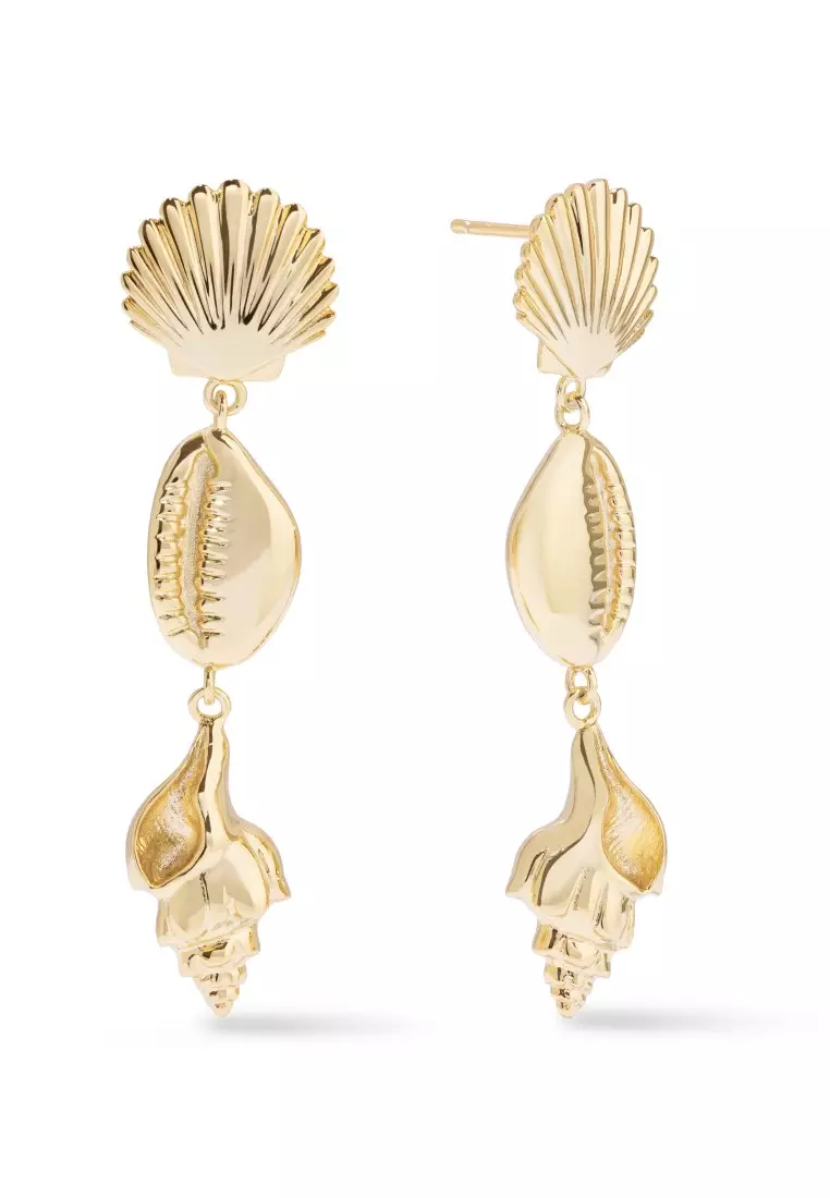 Gold shell drop earrings online