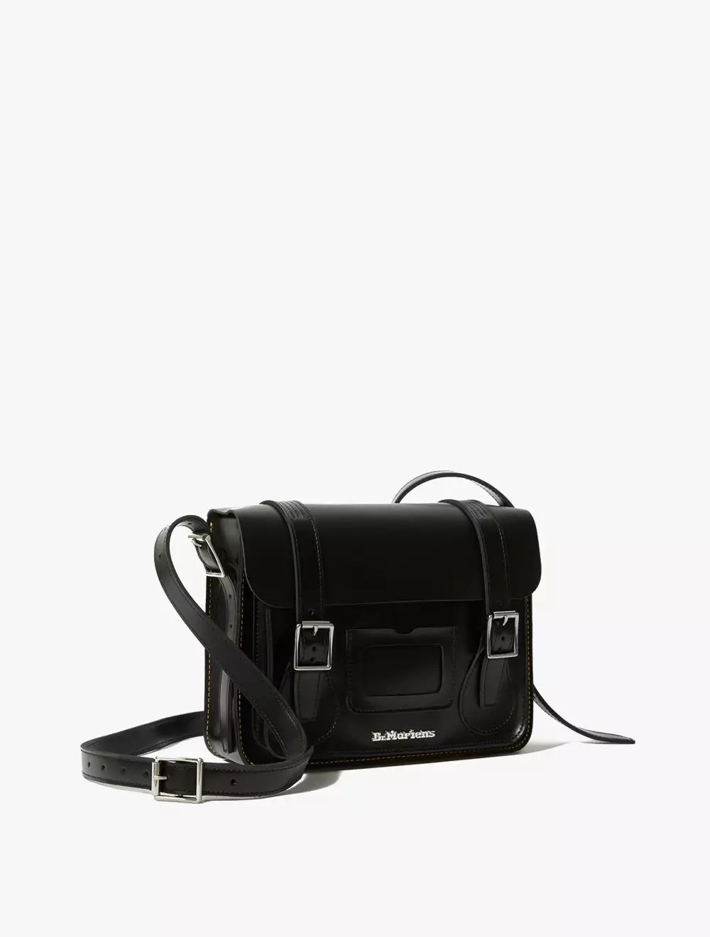 AB097001 - 11 inch Leather Messenger Bag - Black