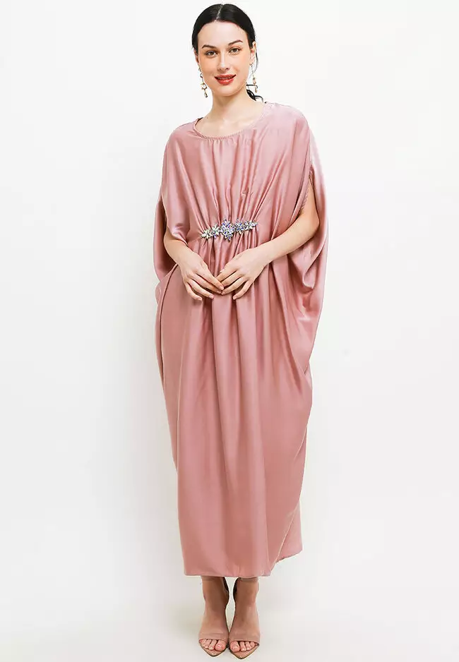 Sateen Kaftan With Crystal Detail