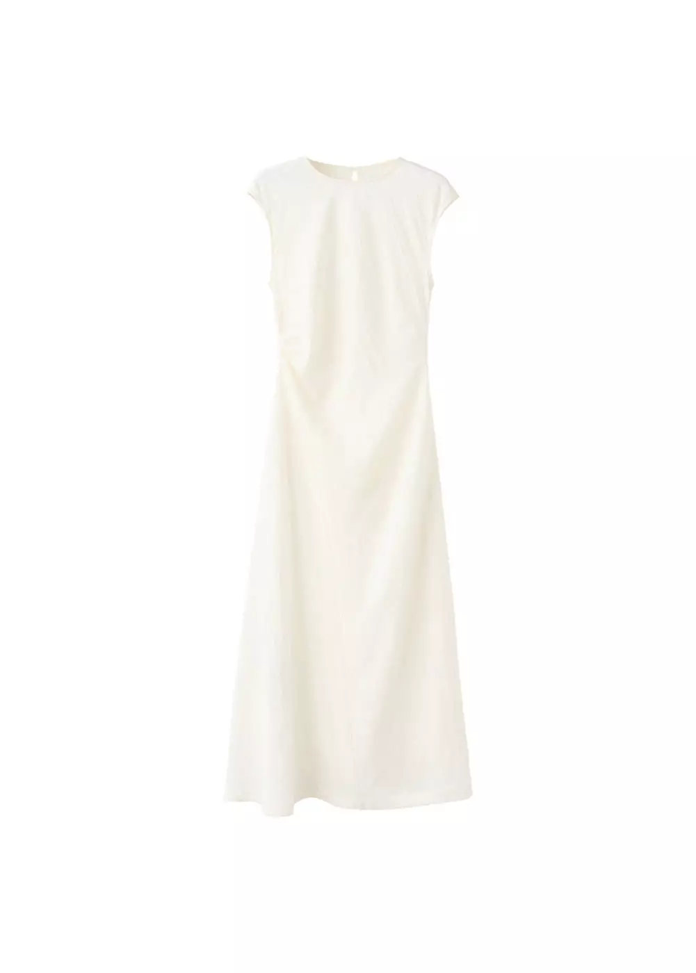 Gaun lyocell dengan lipit di pinggang