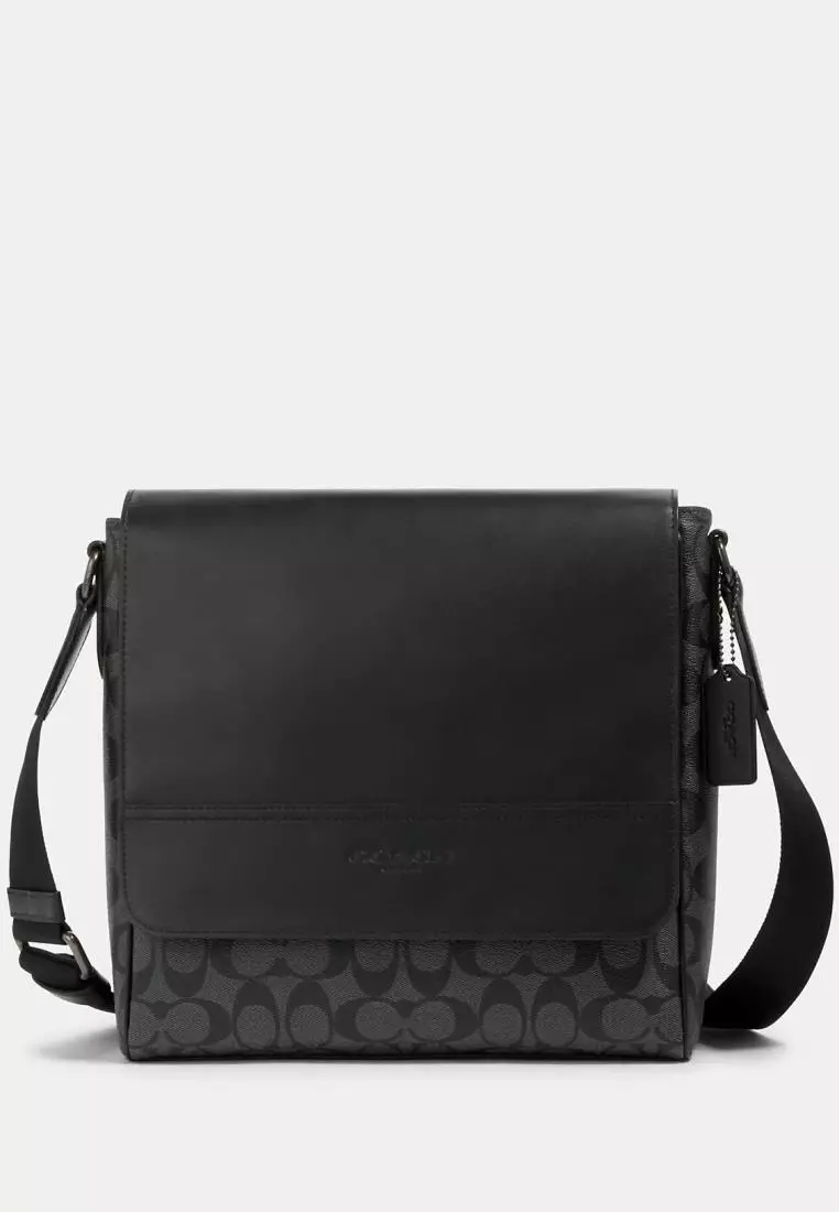 Jual Coach Coach Houston Map Bag In Signature Canvas Charcoal Black