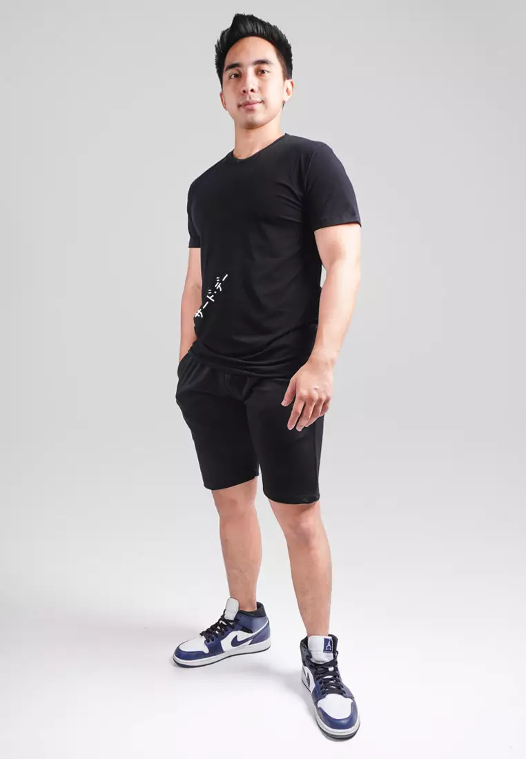 MTL67 Kaos Tshirt Pria Instacool Katakana Uphill Belly Hitam