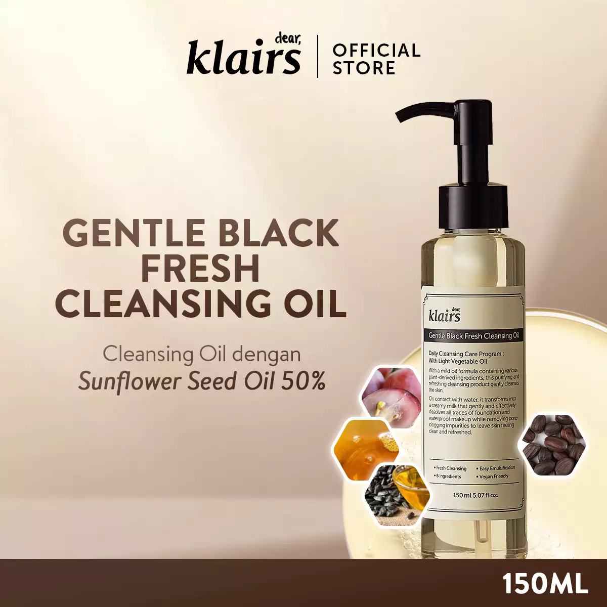 Dear Klairs Gentle Black Fresh Cleansing Oil 150ml