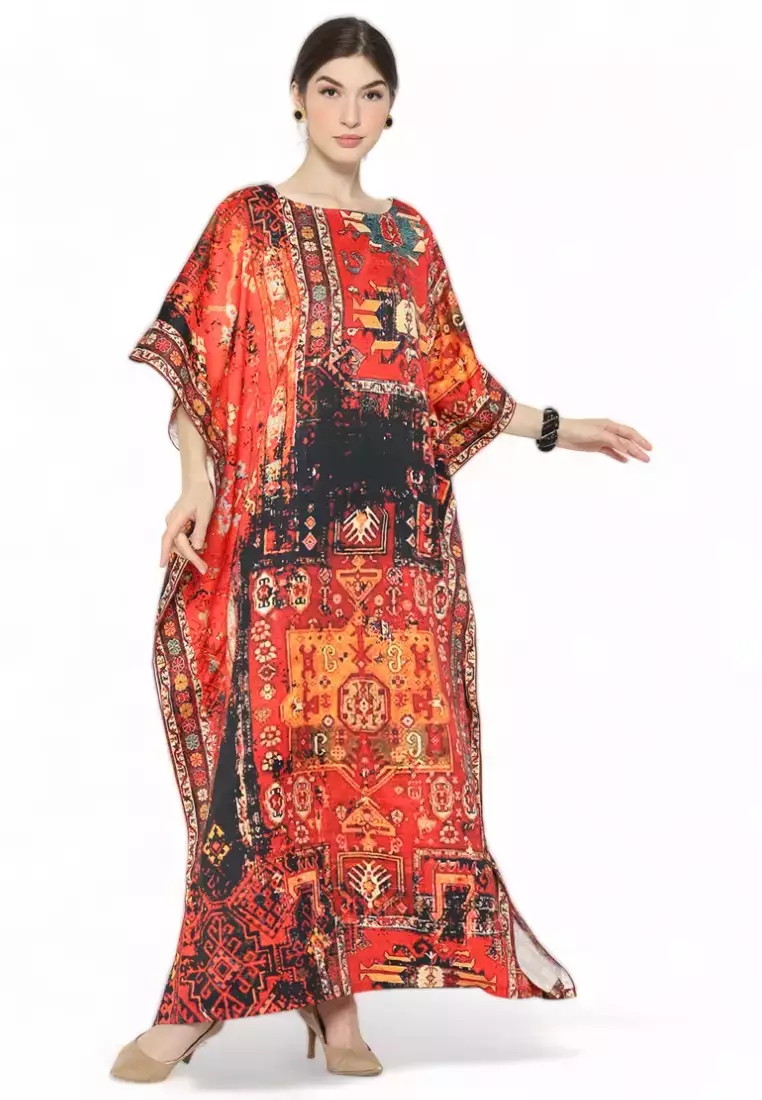 Kanzi Short Sleeve Tribes Kaftan Dusty Blue