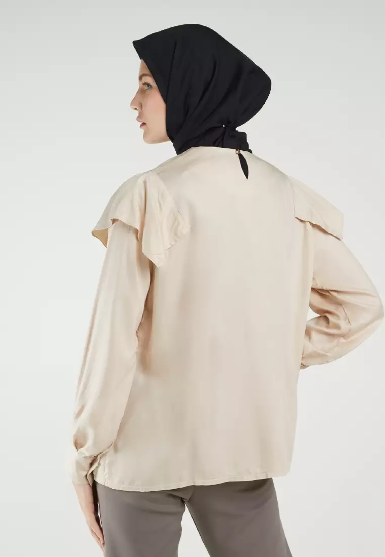 Mayonette Novalee Top - Baju Atasan Wanita Terbaru Blouse Korean Style - Nude