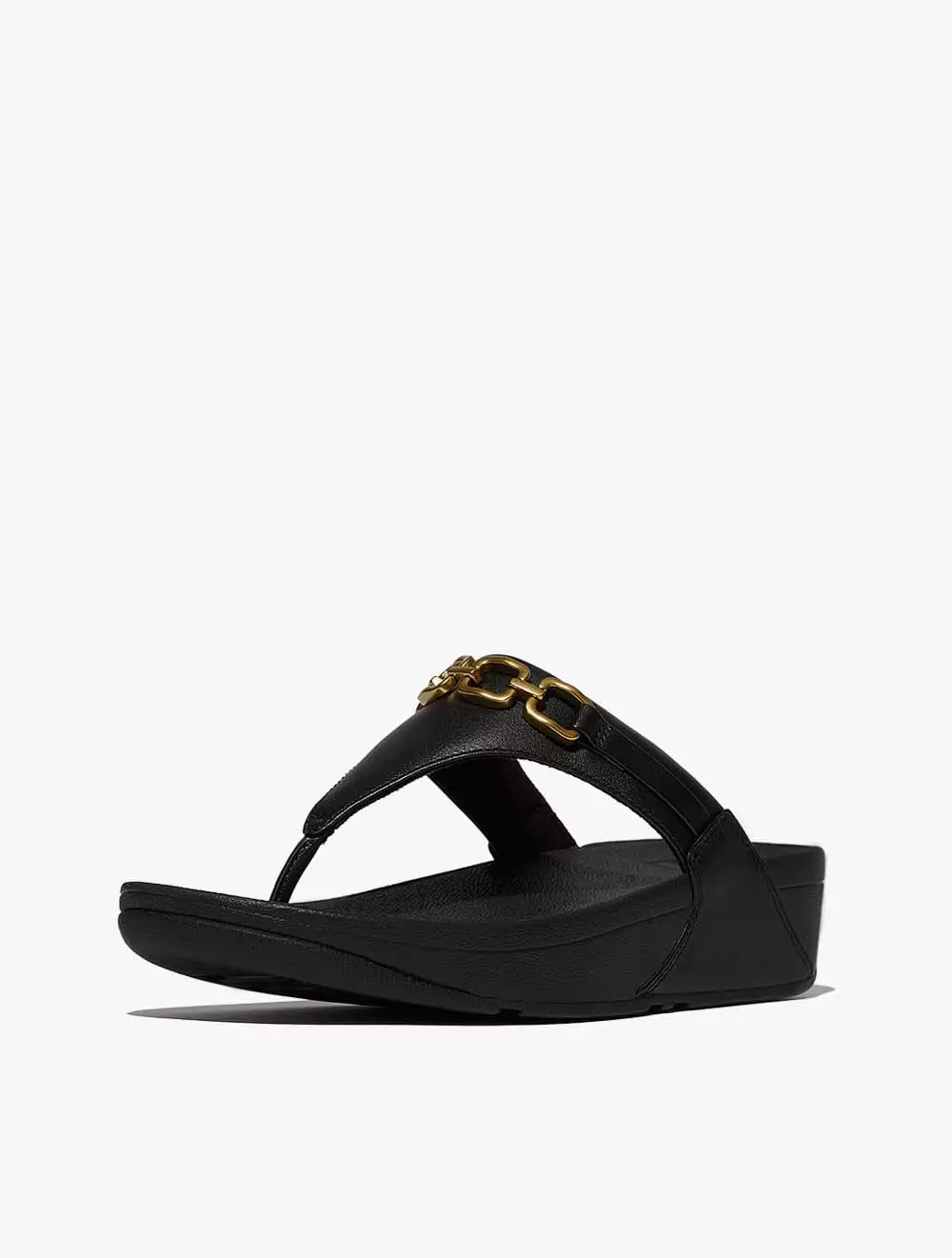 Fitflop Lulu Square-Chain Leather Toe-Post Sandals - Black