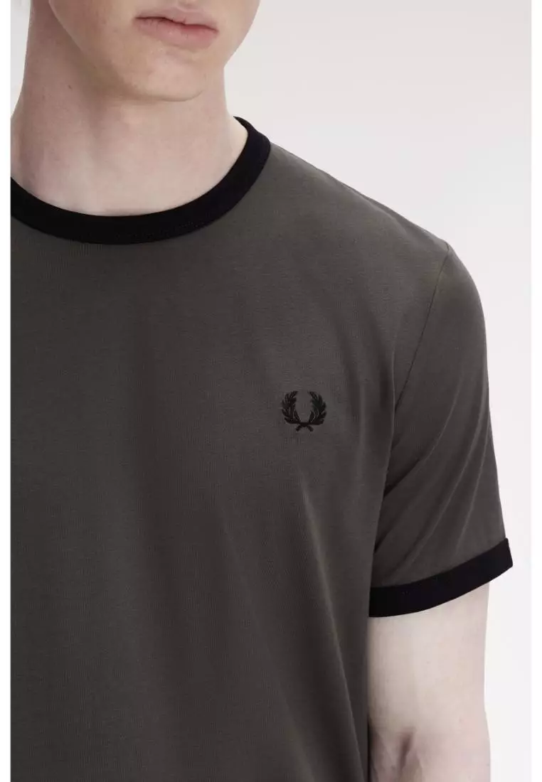 Fred Perry M3519 Ringer T-Shirt (Field Green / Black)