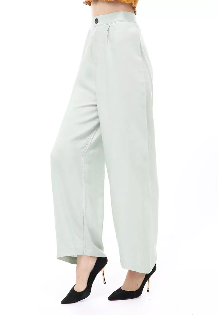 Jourel Celana Panjang Kasual Kulot Highwaist Wanita Style Kancing Resleting Material Rayon ORIGINAL - Grey