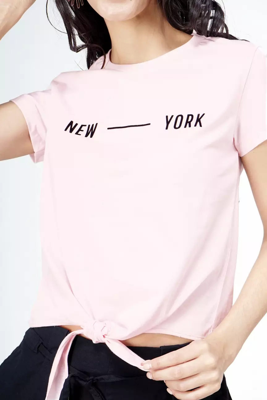 Kaos Wanita Crystal Nyc Pink