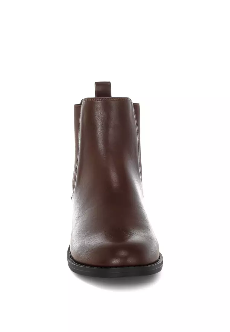 Sepatu Bot Chelsea Kulit Imitasi Warna Coklat