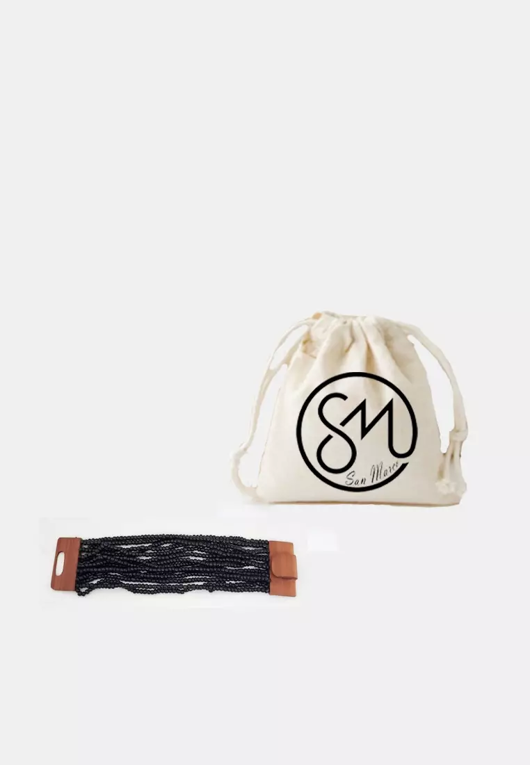 Women's Accessories Wooden Clasps Multi strand Bracelet Gelang Wanita Black