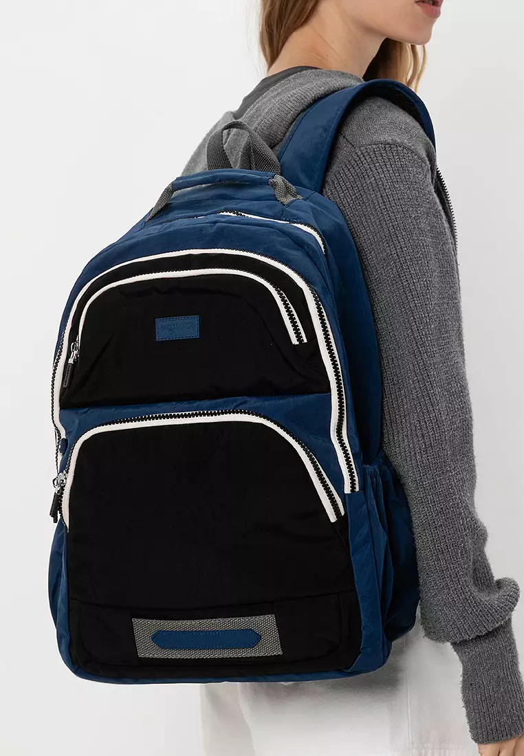 Colour Block Nylon Large Backpack