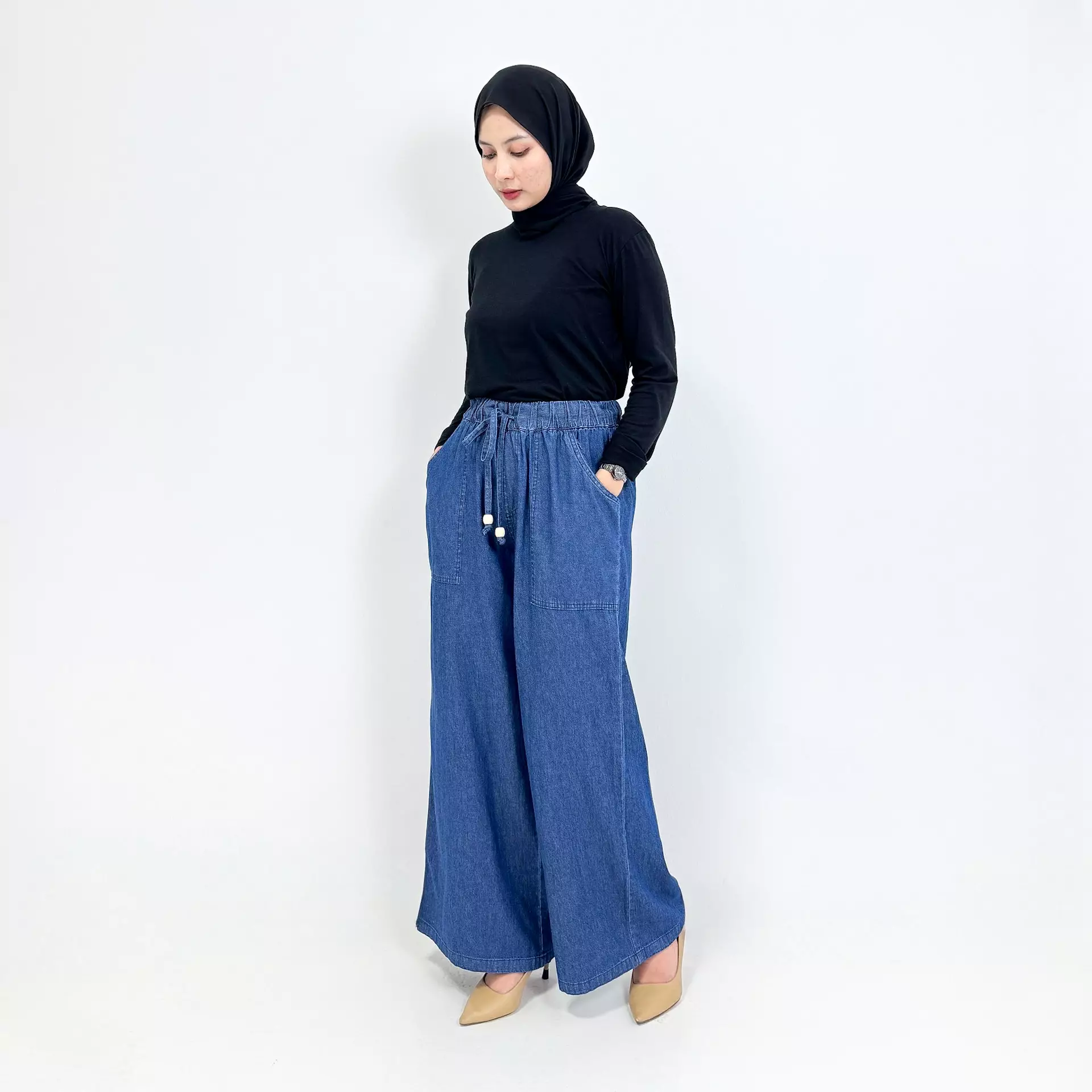 Lola Denim Pants [DARK BLUE] Celana Panjang Soft Jeans Wanita