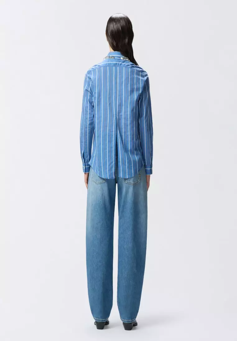 Buy PINKO Striped shirt with detailed collar 2025 Online