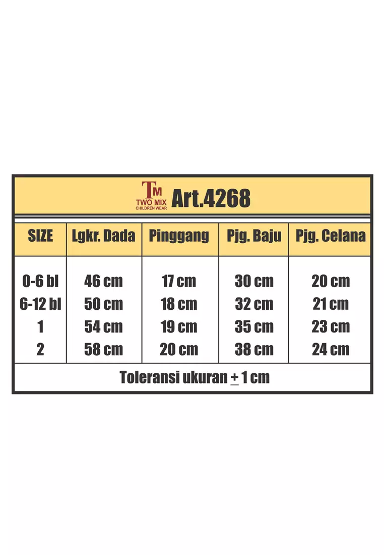 TWO MIX - Stelan Anak - Setelan Anak Bahan Katun Combed Premium Usia 0-2 Tahun 4268