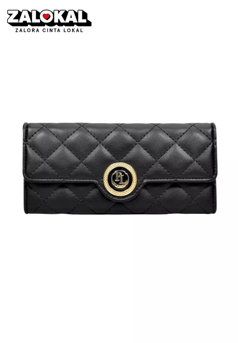 Dompet Wanita Panjang Elenora Wallet Bahan Kulit PU Leather Premium BAEOS ORIGINAL - Black
