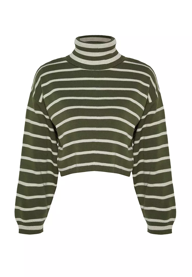 Crop Striped Knitwear Sweater