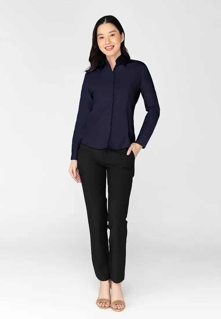 Della Long Sleeve Button Down Office Blouse