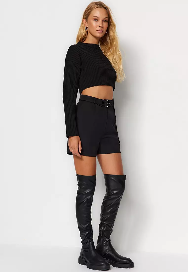 Woven Bermuda Shorts with Belt