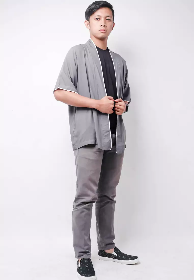 Nade Japan NTB31 KMN Kimono Outer Unisex Polos Abu Tua With List
