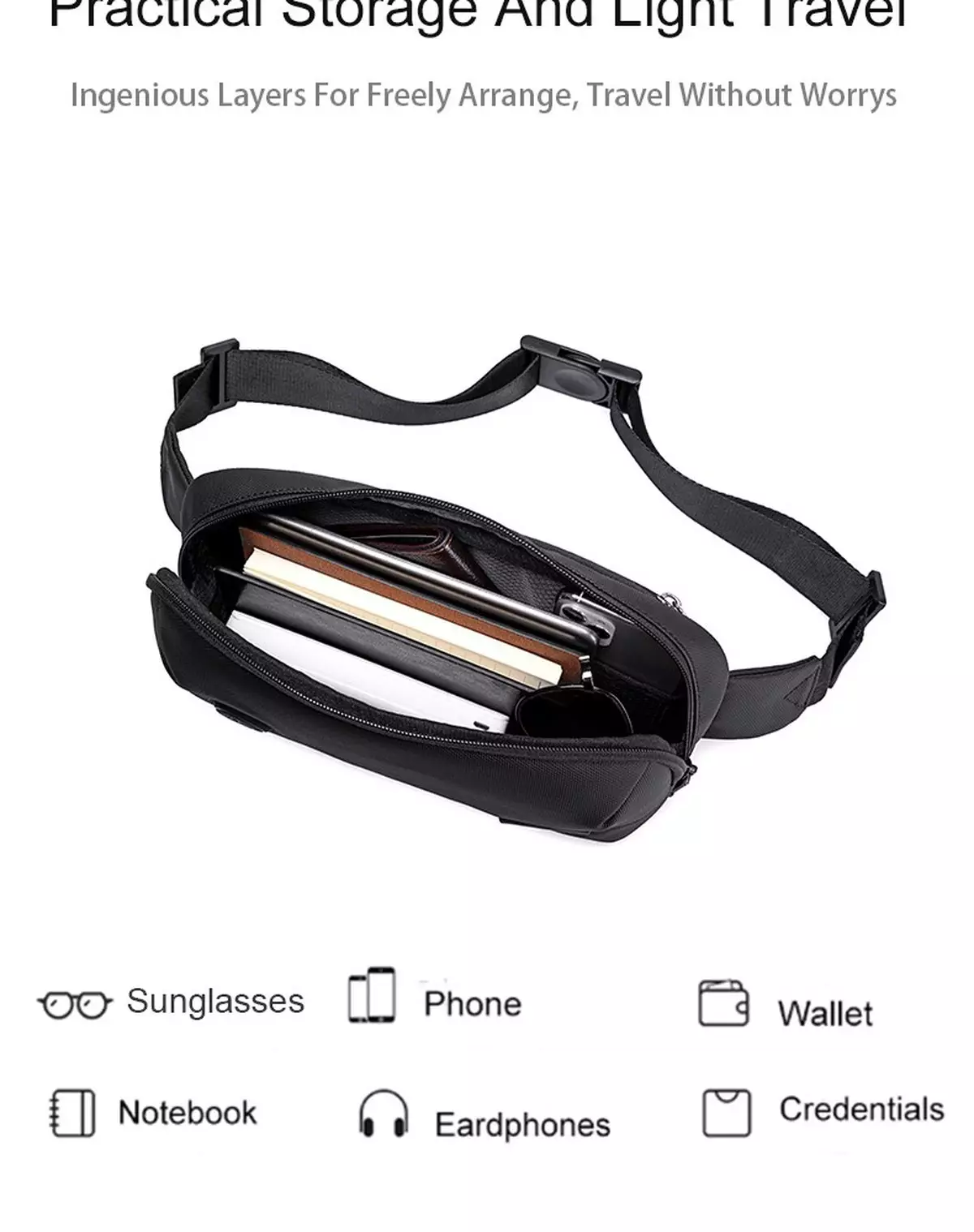 Arctic Hunter Y00557 Tas Selempang Pria Waist Bag Pria Sling Bag Pria - BLACK