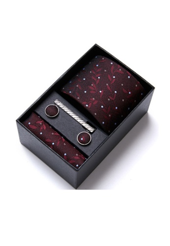 Kings Collection red Red Tie, Pocket Square, Cufflinks, Tie Clip 4 Pieces Gift Set (KCBT2281) 162E0AC38ED3D8GS_1