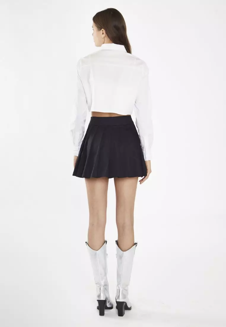 White Heart Cut Out Crop Shirt