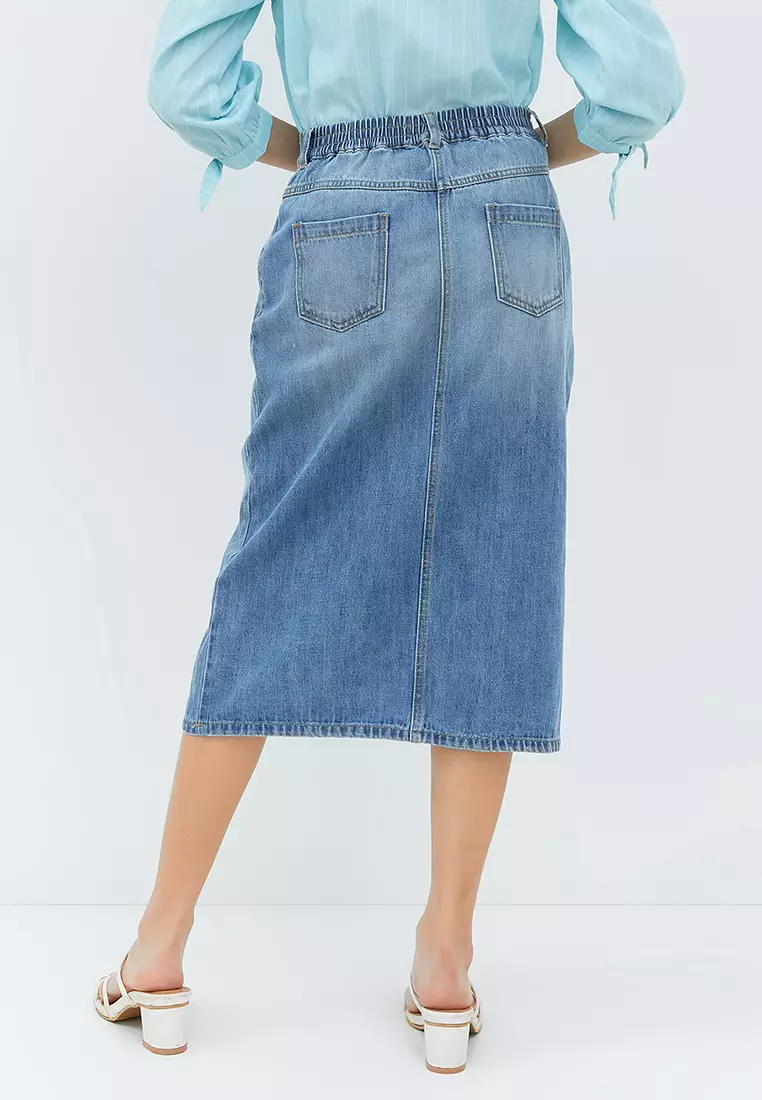 Gita Midi Medium Blue Skirt (G.2301)