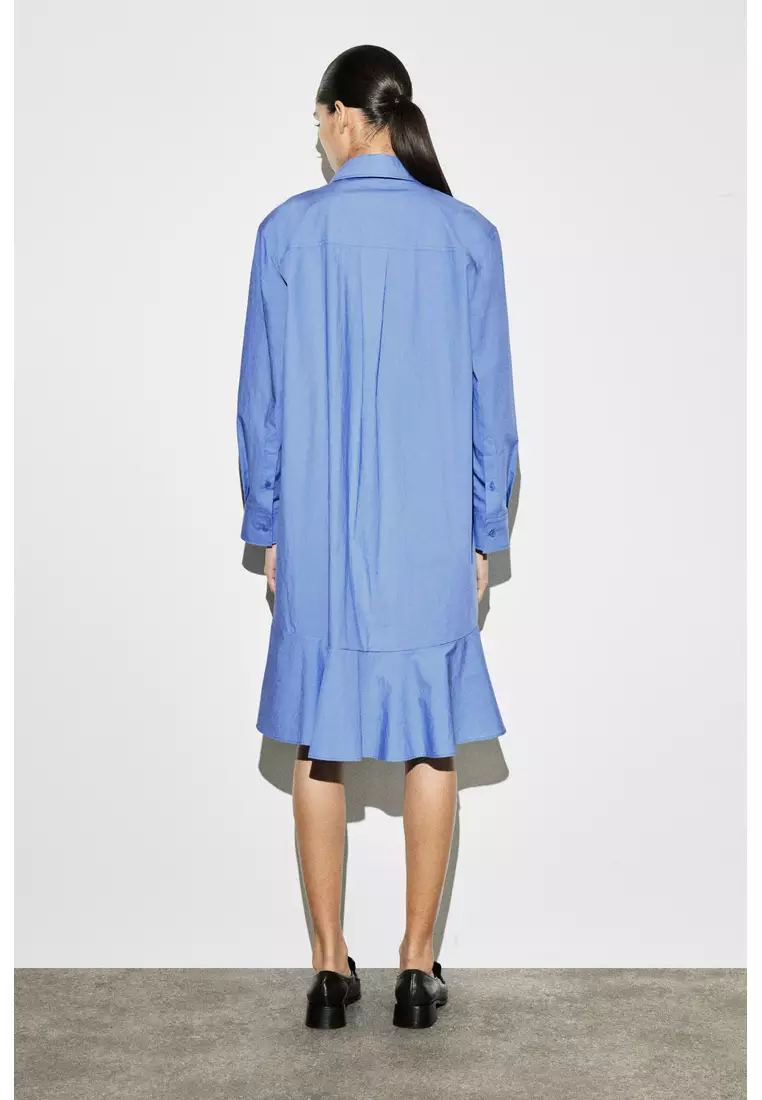 FLARED COTTON MINI SHIRT DRESS