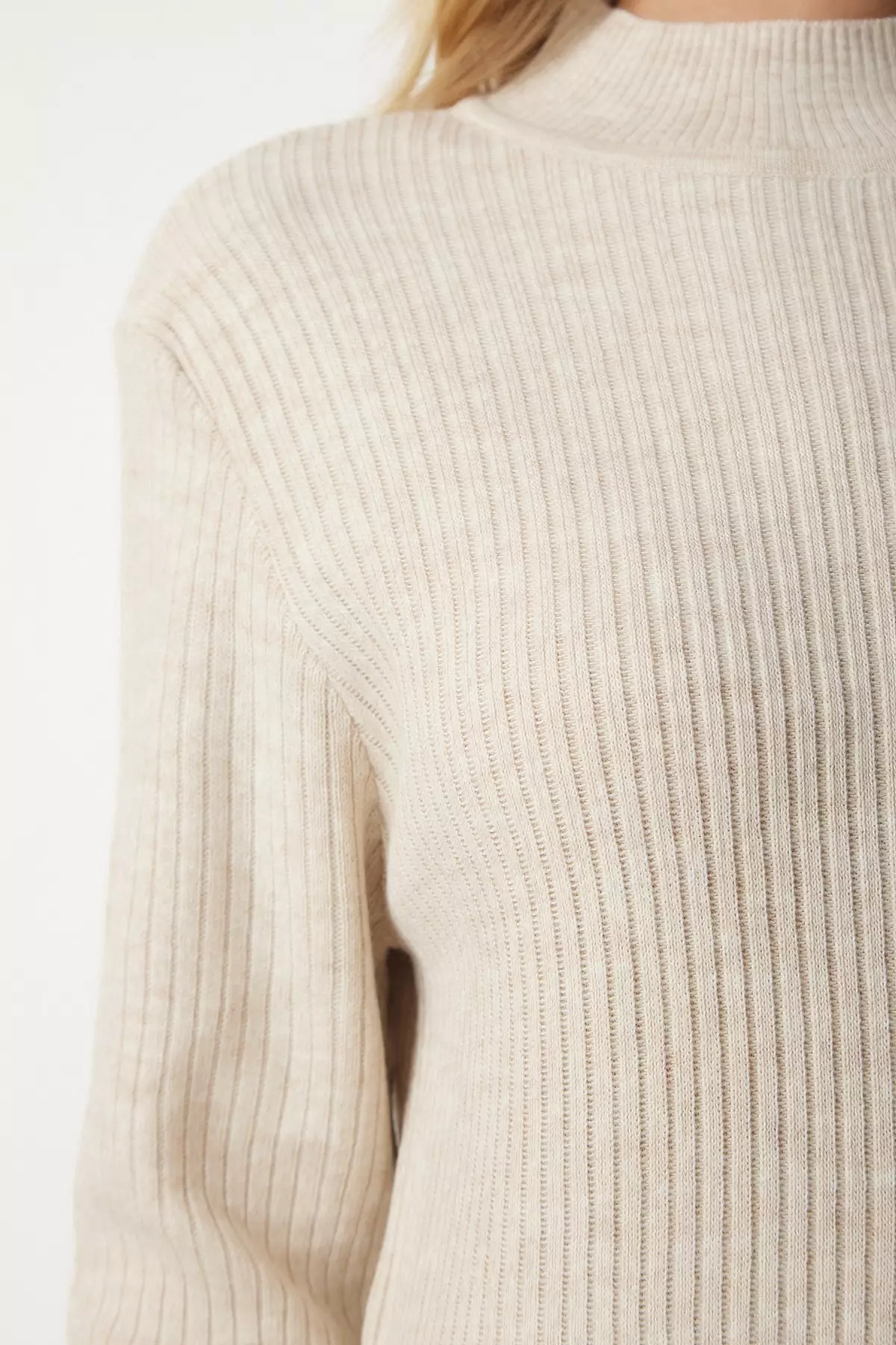 Turtleneck Slit Long Knit Dress